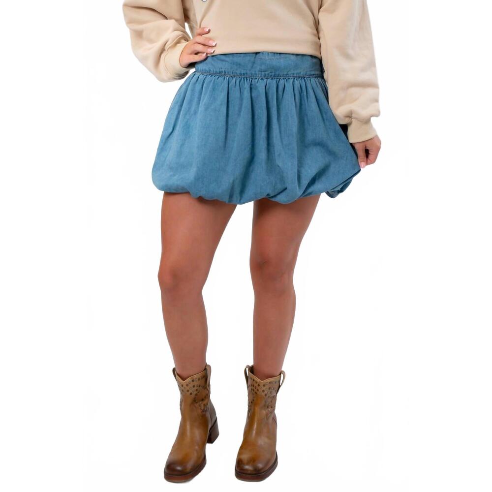 NEW EE:SOME along the way denim bubble skort in blue